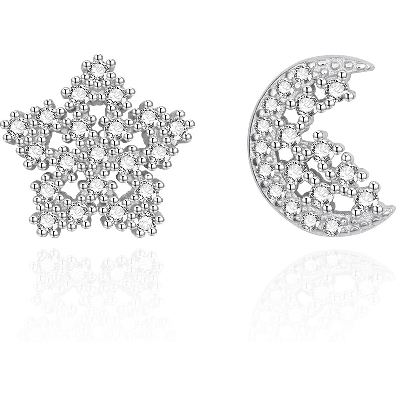 Agato Strieborné náušnice Hviezda a mesiac AGT-E004PW 66584211