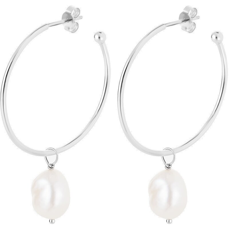 Preciosa Strieborné kruhové náušnice 2v1 s riečnou perlou Hoop Vibes 66587702