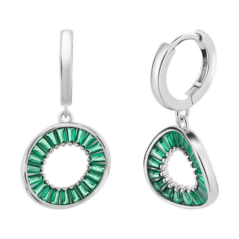 Preciosa Strieborné náušnice so zelenými kubickými zirkónmi Twist 66593473