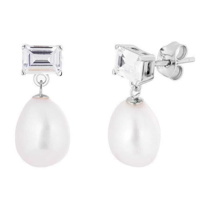 Preciosa Elegantné náušnice s perlou a kubickými zirkónmi Glam Glamour 66585413