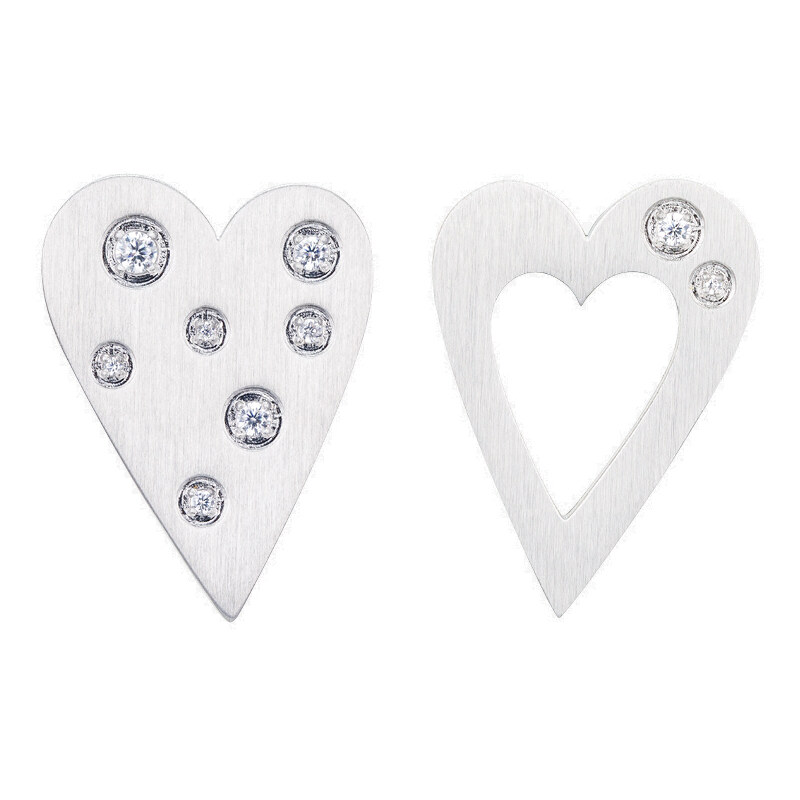 Preciosa Asymetrické oceľové náušnice Heart Beat s kubickými zirkónmi 66591943
