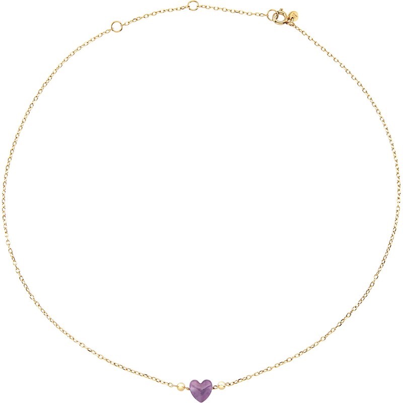 BREIL Romantický pozlátený náhrdelník s ametystovým srdiečkom Candy 66585411