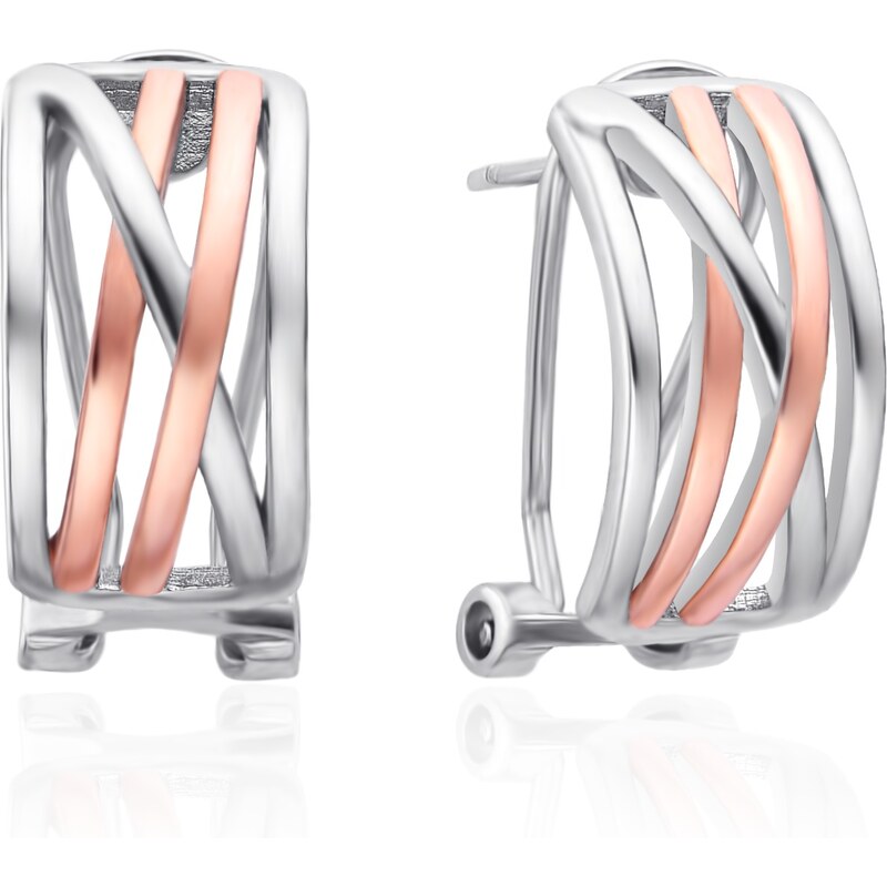 Agato Elegantné bicolor náušnice so zirkónmi AGT-E123KK-2T 66594483