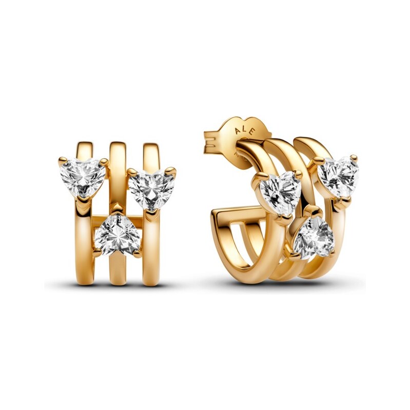Pandora Pozlátené náušnice Tri srdcia Shine 263656C01 66594150