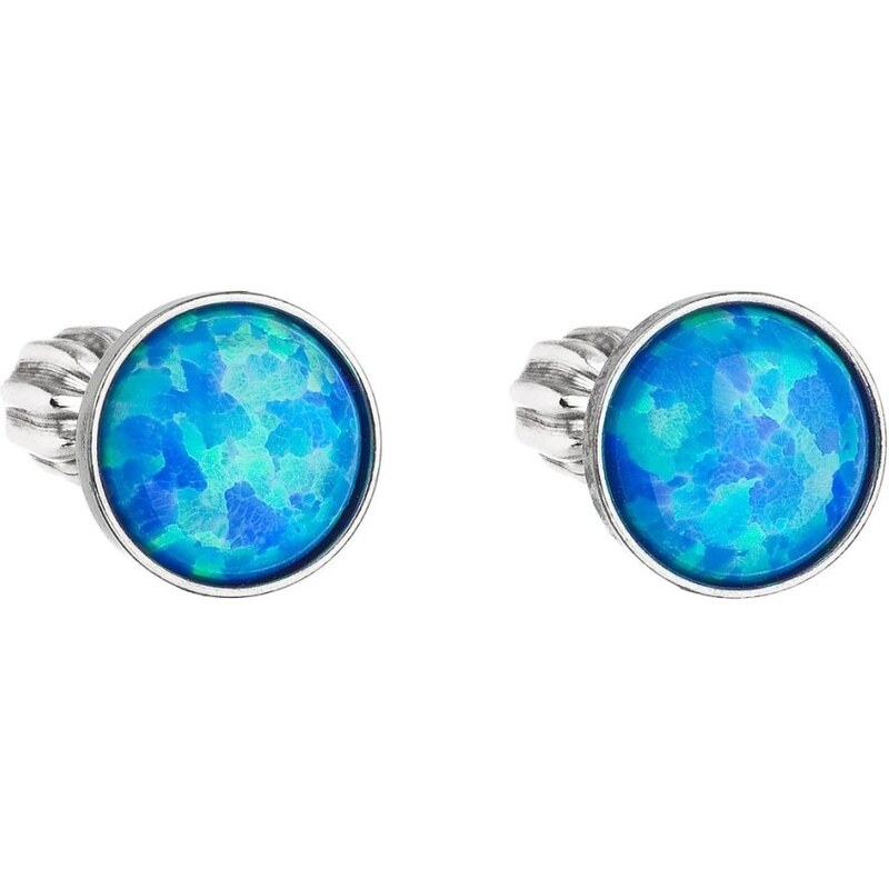 Evolution Group Strieborné náušnice s modrým syntetickým opálom 11001 66592125