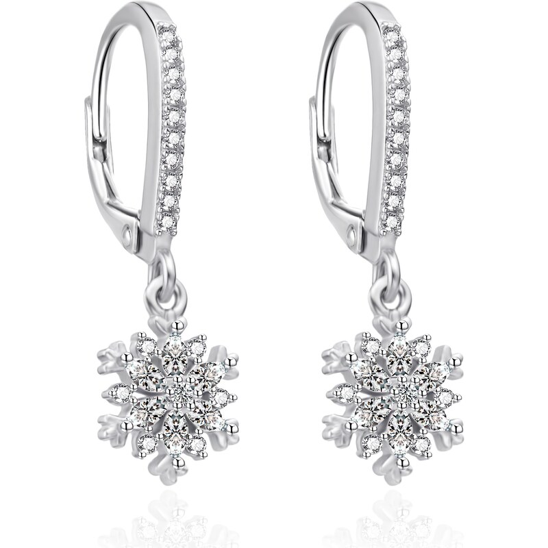 Agato Strieborné visiace náušnice Vločky so zirkónmi AGT-E145LW 66595157