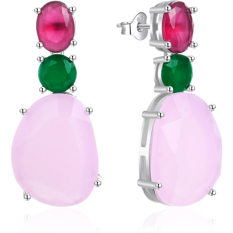 Agato Strieborné visiace náušnice s farebným sklom AGT-E014PC 66585863