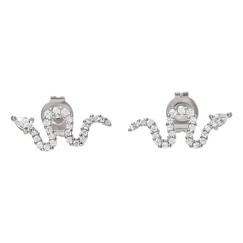 Emporio Armani Strieborné náušnice Had so zirkónmi EG3612040 66595022