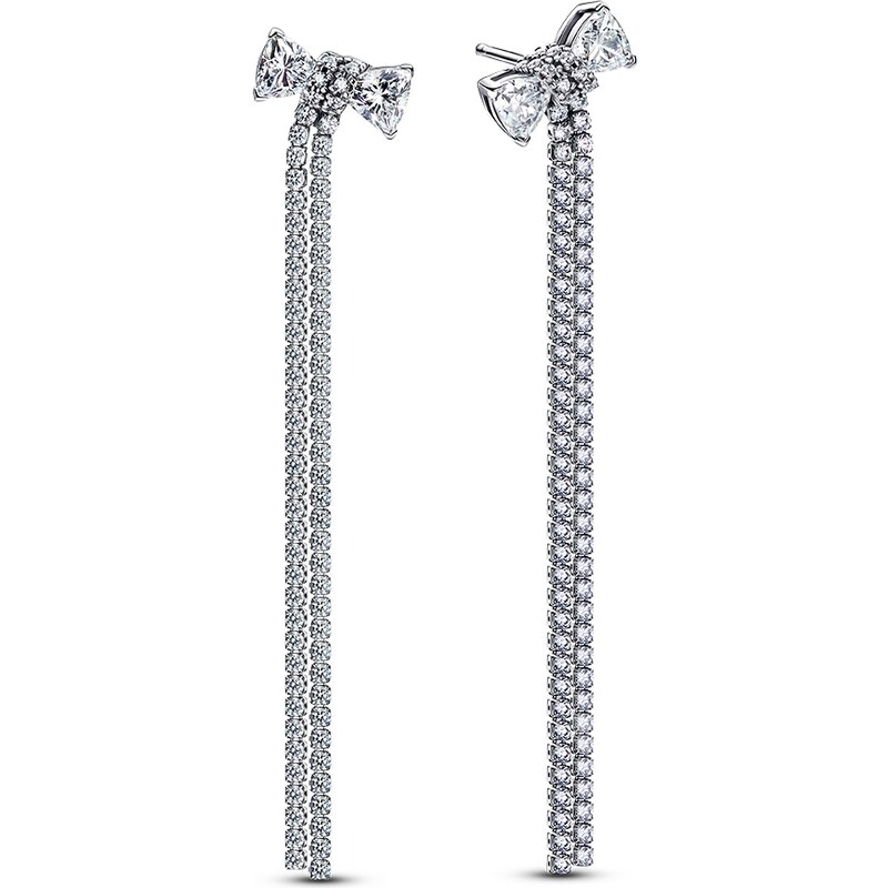 Pandora Visiace strieborné náušnice so zirkónmi mašľa 293544C01 67531893
