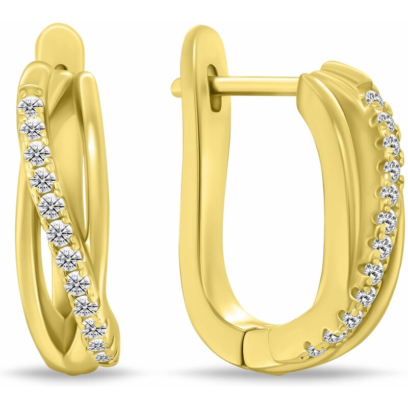 Brilio Silver Elegantné pozlátené oválne náušnice so zirkónmi EA1093Y 66582811