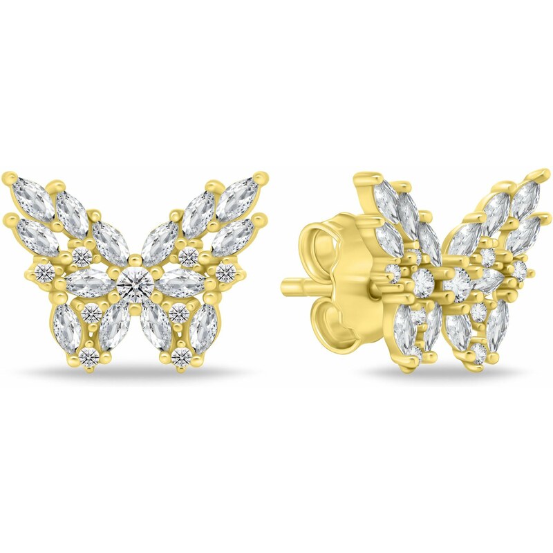 Brilio Silver Oslnivé pozlátené náušnice Motýlik so zirkónmi EA1057Y 66589117
