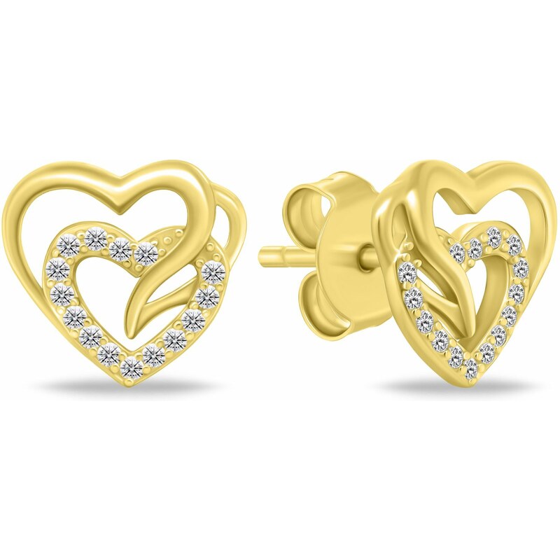 Brilio Silver Nežné pozlátené náušnice Srdiečka so zirkónmi EA1119Y 66587205