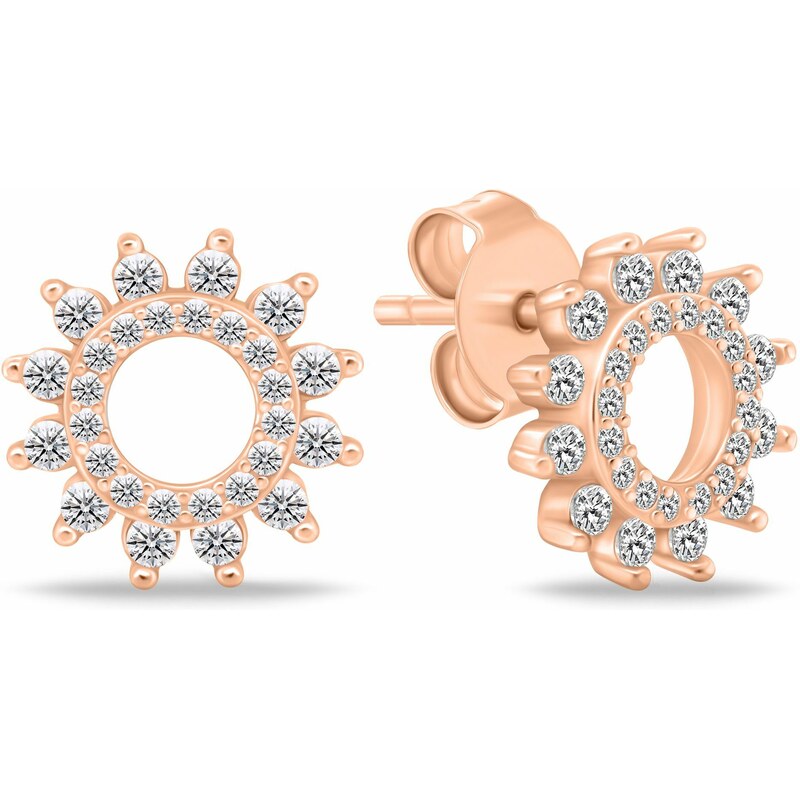 Brilio Silver Bronzové slniečkové náušnice so zirkónmi EA1059R 66586844