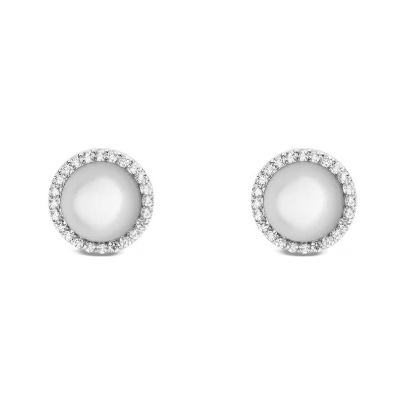 Daniel Wellington Elegantné kôstkové náušnice s perleťou a kryštálmi 66587227