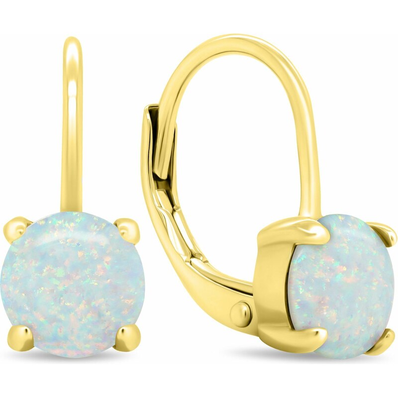 Brilio Silver Očarujúce pozlátené náušnice so syntetickými opálmi 66631217