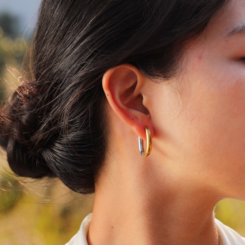 Troli Oválne bicolor náušnice z ocele 66594409