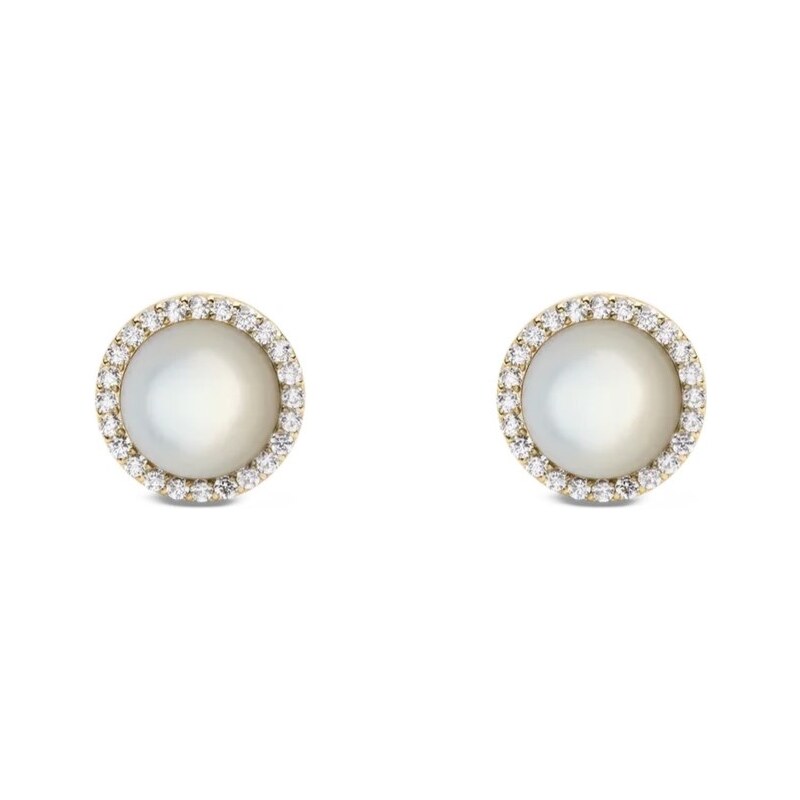 Daniel Wellington Pozlátené kôstkové náušnice s perleťou a kryštálmi 66578257