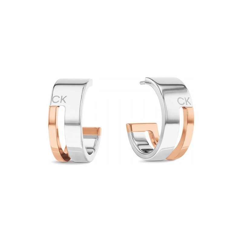 Calvin Klein Nadčasové kruhové bicolor náušnice Geometric Essentials 66583783