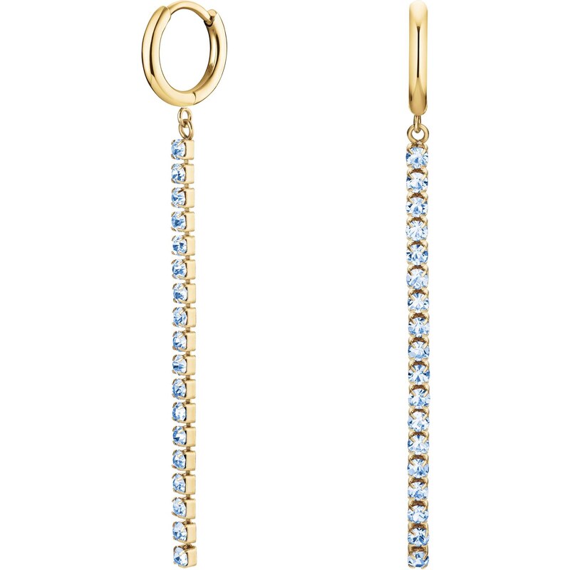 Rosefield Očarujúce pozlátené náušnice s modrými kryštálmi Tennis 66580425