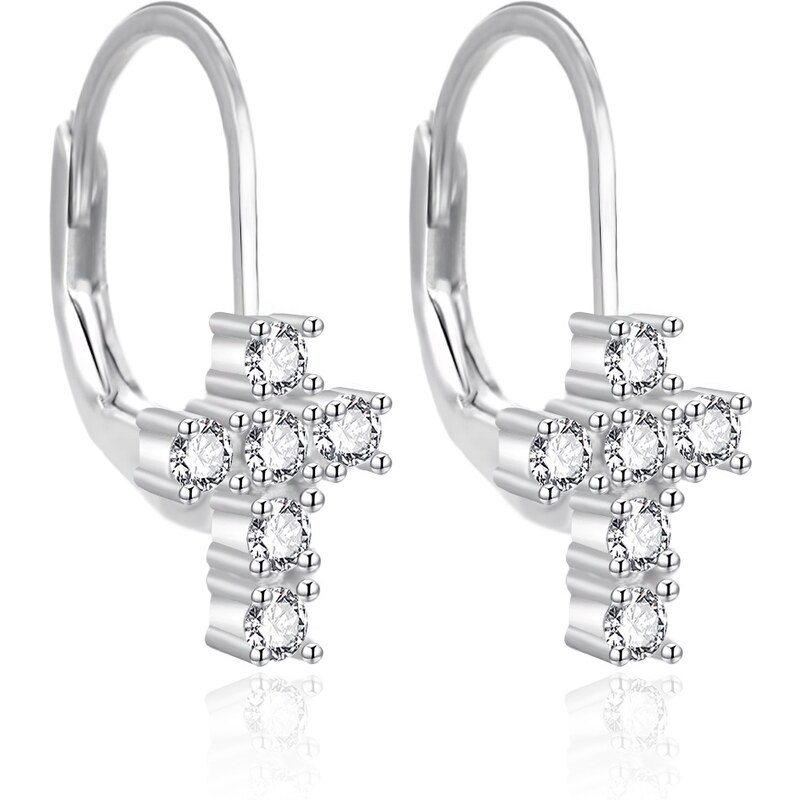 Agato Strieborné visiace náušnice Krížik AGT-E110LW 66578114