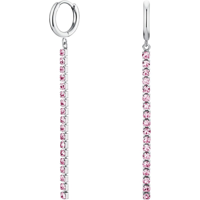 Rosefield Očarujúce oceľové náušnice s ružovými kryštálmi Tennis JETRS 66593961