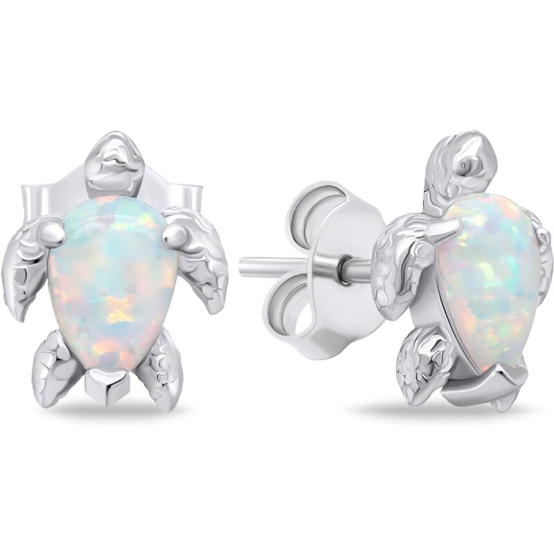 Brilio Silver Strieborné náušnice so syntetickým opálom Korytnačka 66594542