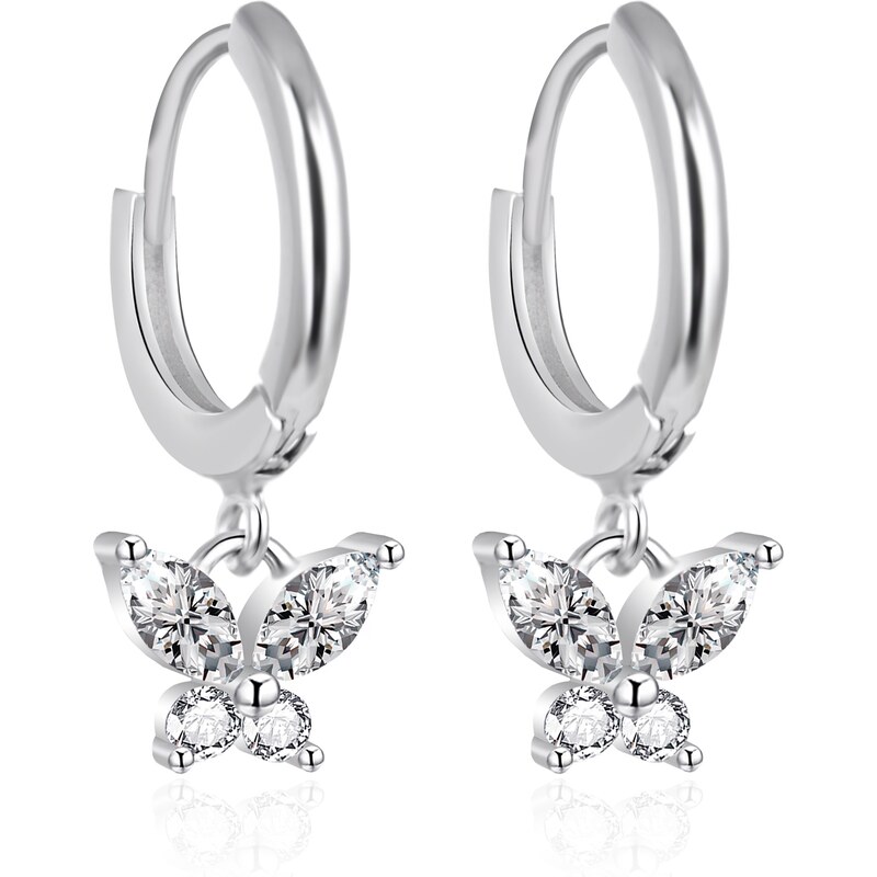 Agato Strieborné kruhové náušnice s motýlikmi AGT-E064KW 66590223