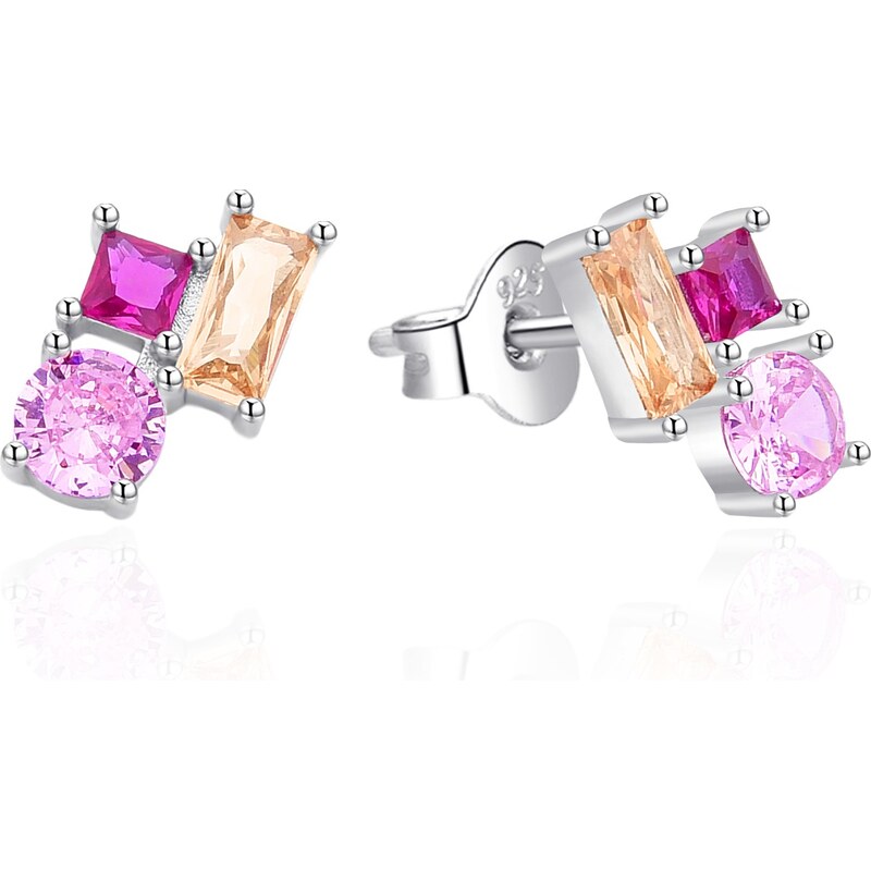 Agato Strieborné náušnice kôstky s farebnými zirkónmi AGT-E124PC 66579991