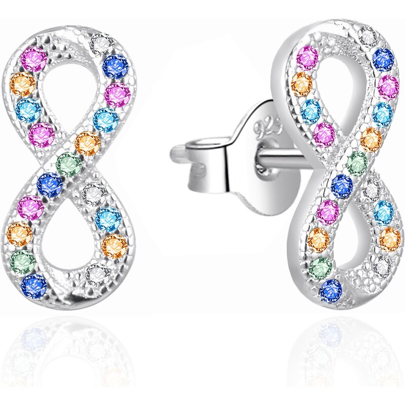 Agato Strieborné náušnice Nekonečno s farebnými zirkónmi AGT-E078PC 66590114