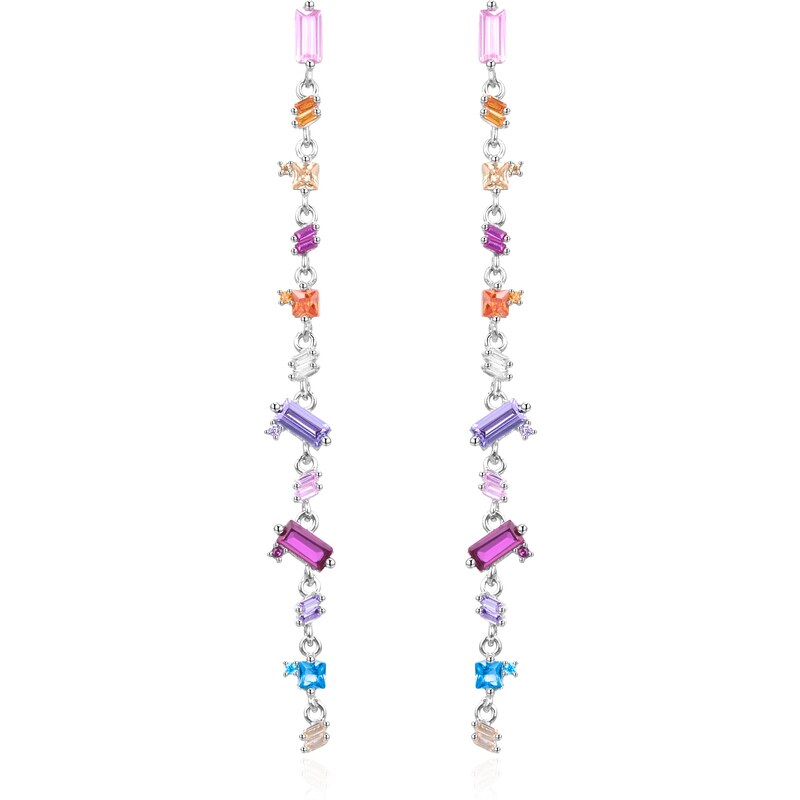 Agato Blyštivé dlhé náušnice s farebnými zirkónmi AGT-E081PC 66588743
