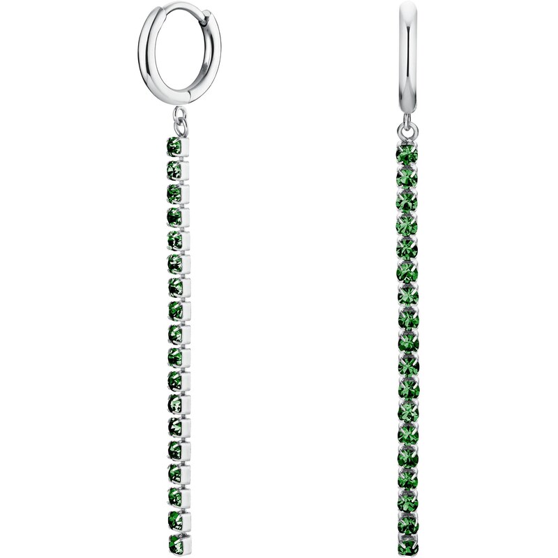 Rosefield Očarujúce oceľové náušnice so zelenými kryštálmi Tennis 66590337