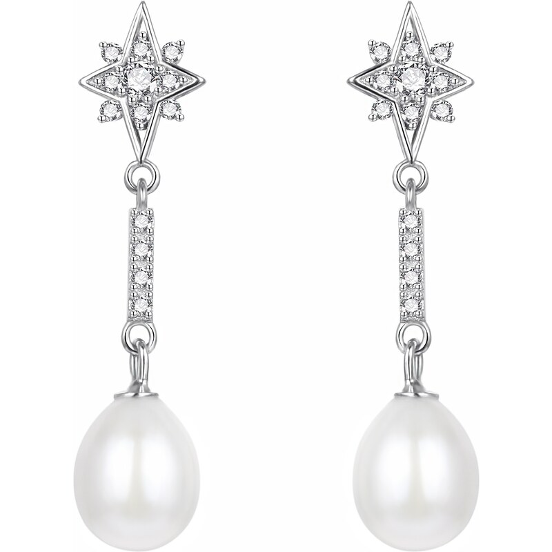 Agato Prekrásne visiace náušnice so zirkónmi a perlou AGT-E090PW-P 66589644