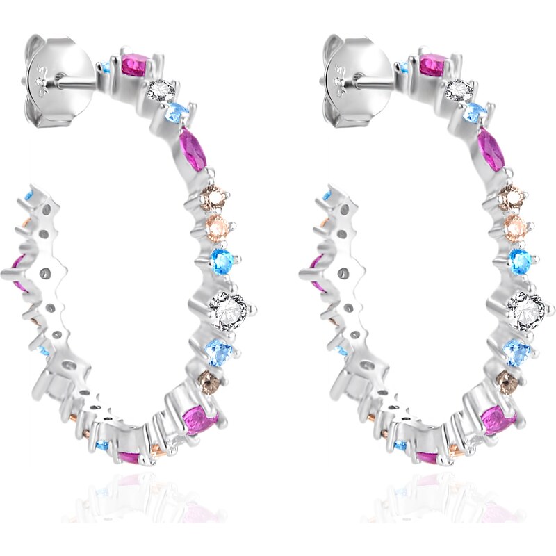 Agato Hravé kruhové náušnice s farebnými zirkónmi AGT-E068PC 66584860