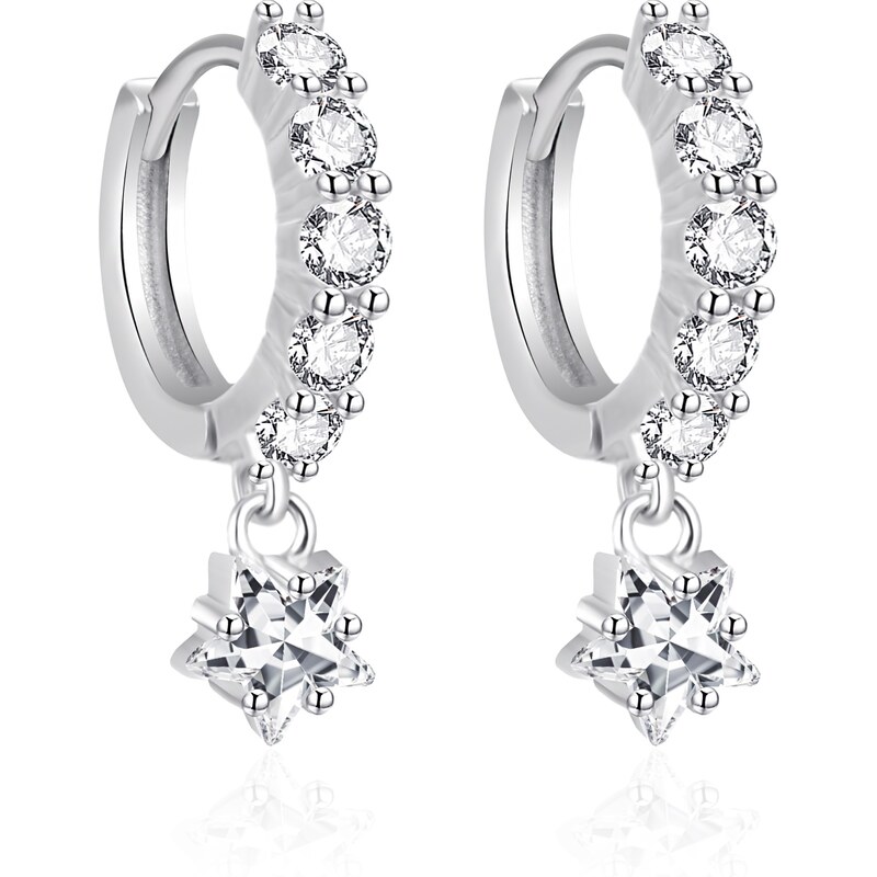 Agato Strieborné náušnice kruhy Hviezdičky AGT-E072KW 66587550