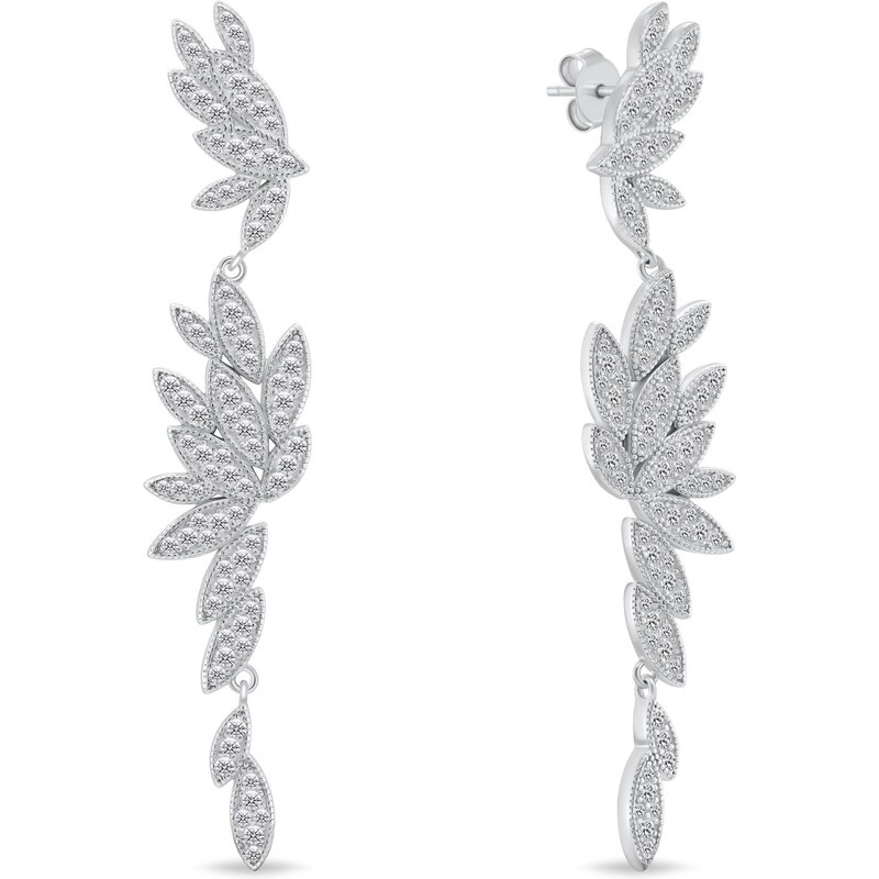 Brilio Silver Dlhé strieborné náušnice so zirkónmi EA1135W 66578252