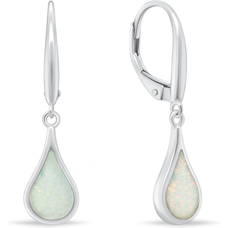 Brilio Silver Visiace strieborné náušnice so syntetickými opálmi 66582502