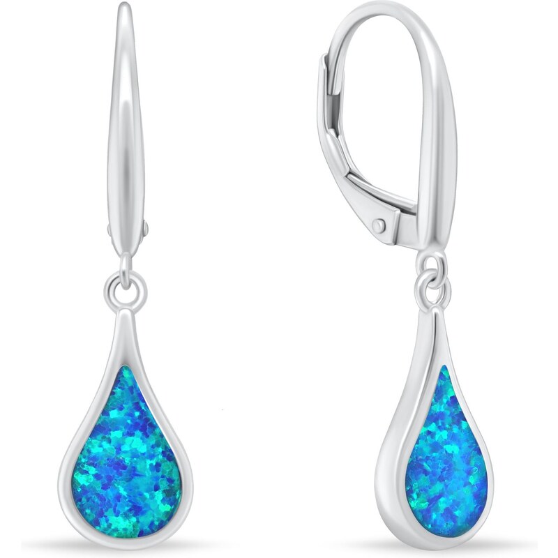 Brilio Silver Visiace strieborné náušnice so syntetickými opálmi 66631227