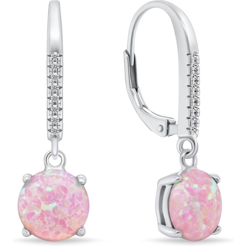Brilio Silver Krásne strieborné náušnice s ružovými opálmi EA1166WP 66589805