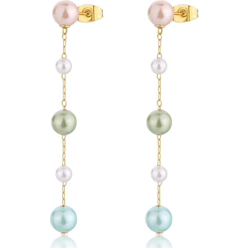 SAgapõ Dlhé pozlátené náušnice s farebnými perlami Wisdom SWI38 66592139