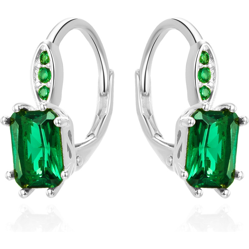 Agato Strieborné náušnice so zeleným kryštálom AGT-E001LGR 66583271