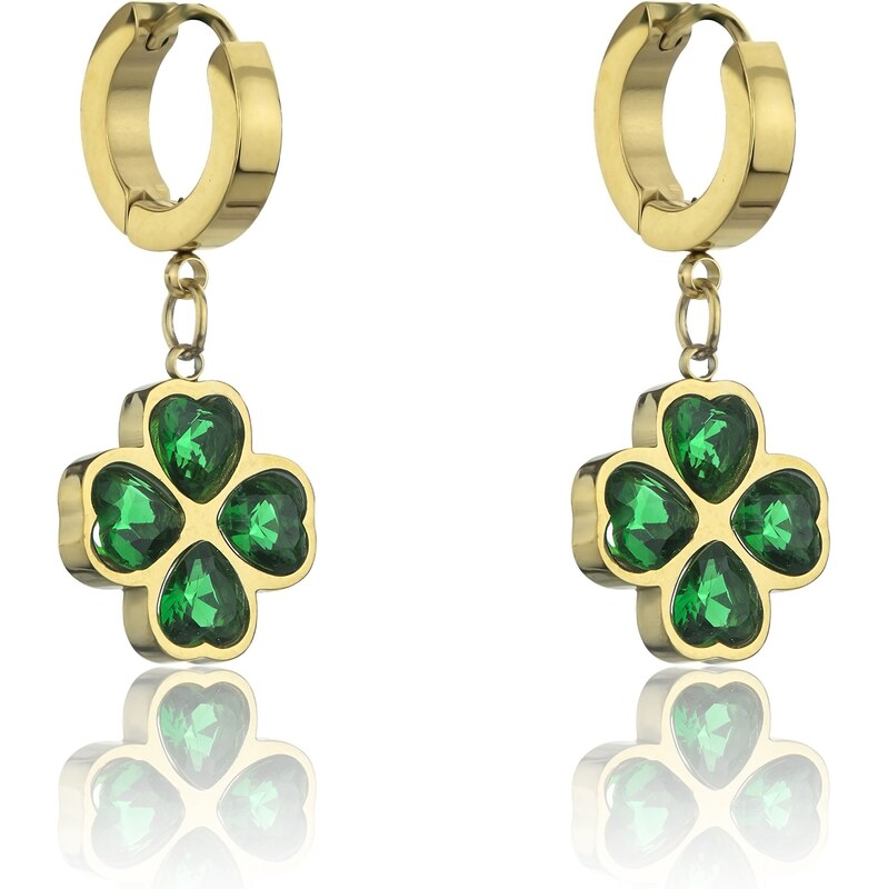 Emily Westwood Pozlátené kruhové náušnice Štvorlístky s kryštálmi 67762685