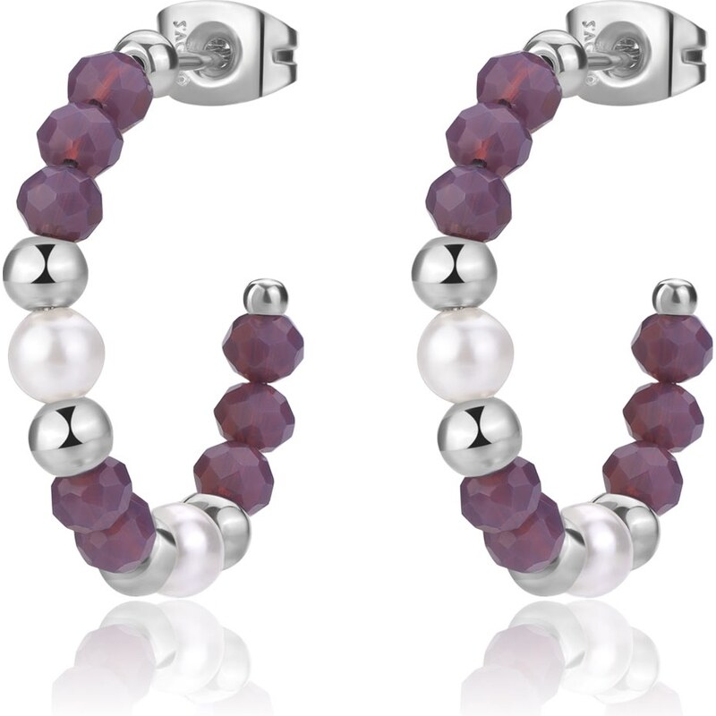 SAgapõ Oceľové kruhové náušnice s korálkami Glint SGI21 66578312