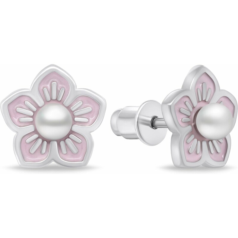 Brilio Silver Strieborné kvietkové náušnice s perlou EA1082WP 66587046