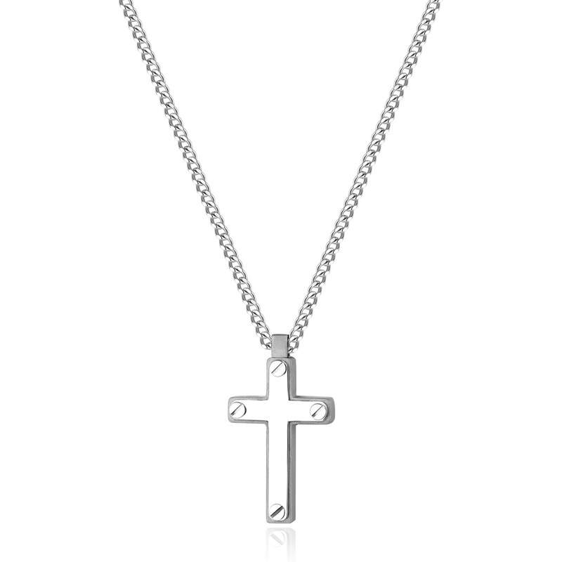 SAgapõ Pánsky oceľový náhrdelník s krížikom Prúd SPD08 66591249