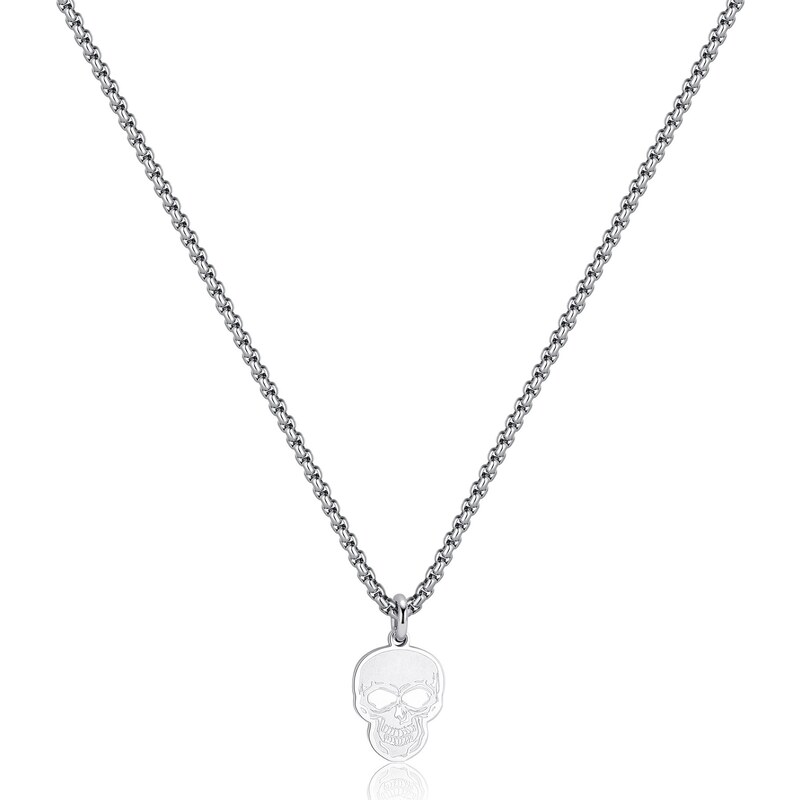 SAgapõ Pánsky oceľový náhrdelník s lebkou Rebel SRB01 66581933