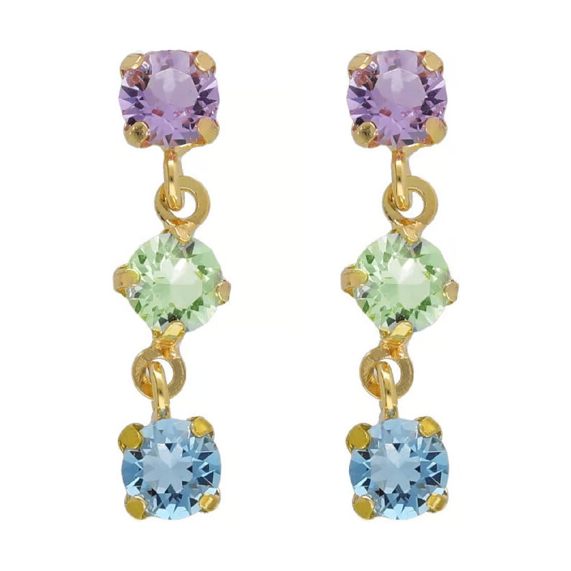 Victoria Cruz Pôvabné visiace náušnice s farebnými kryštálmi Ryver 66591090