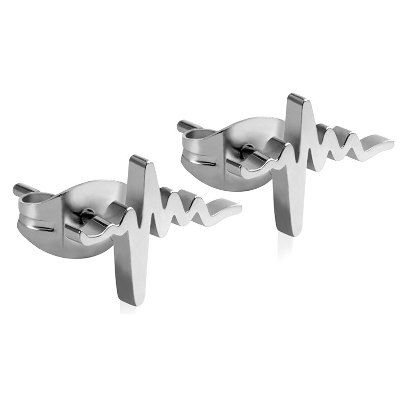 Troli Originálne oceľové náušnice Srdcový tep 66578940