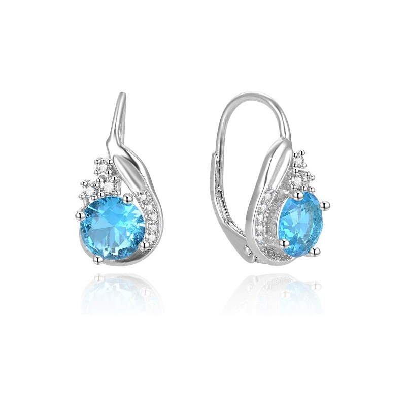 Beneto Nádherné strieborné náušnice s modrými zirkónmi AGUC2681-L.BLUE 66589893