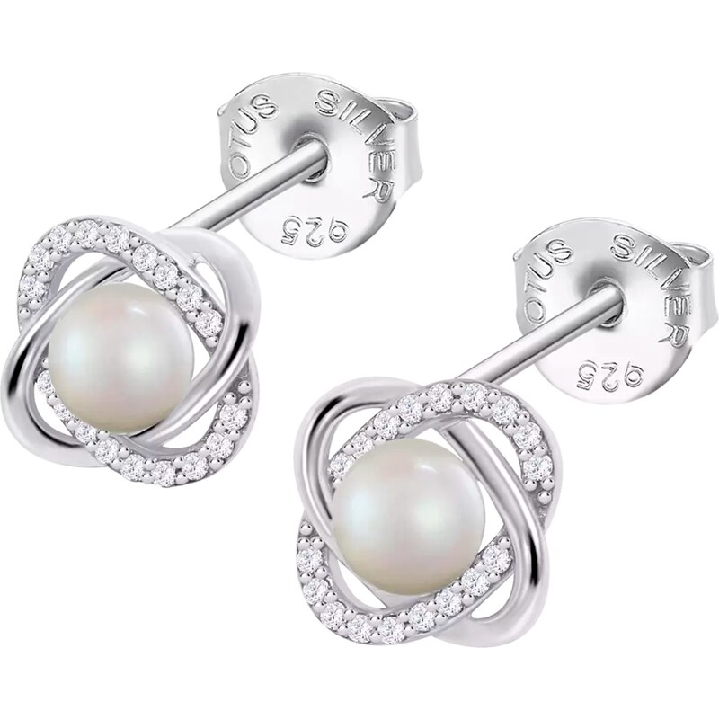 Lotus Silver Strieborné náušnice kôstky so zirkónmi a perlami LP3094-4 67921351