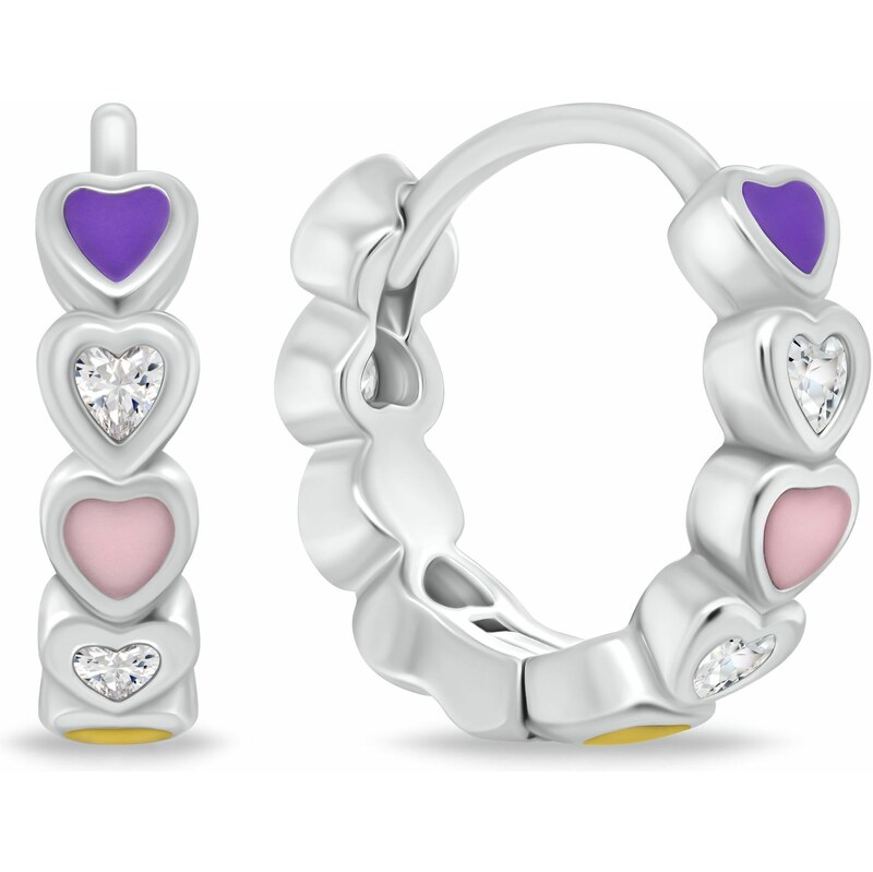 Brilio Silver Nežné strieborné náušnice Srdiečka so zirkónmi EA1098W 66587098
